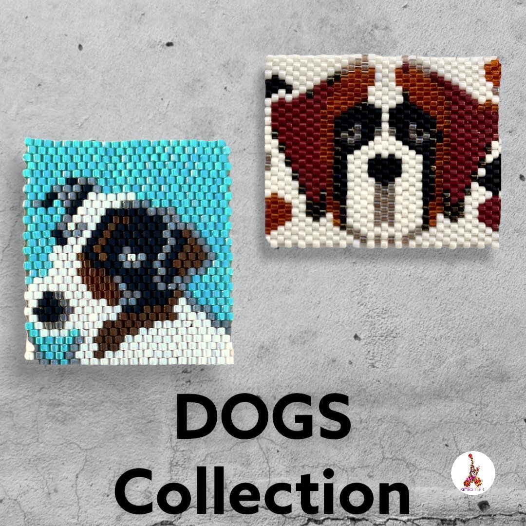 Vertical Peyote Pattern DOG collection Bracelet ST BERNARD
