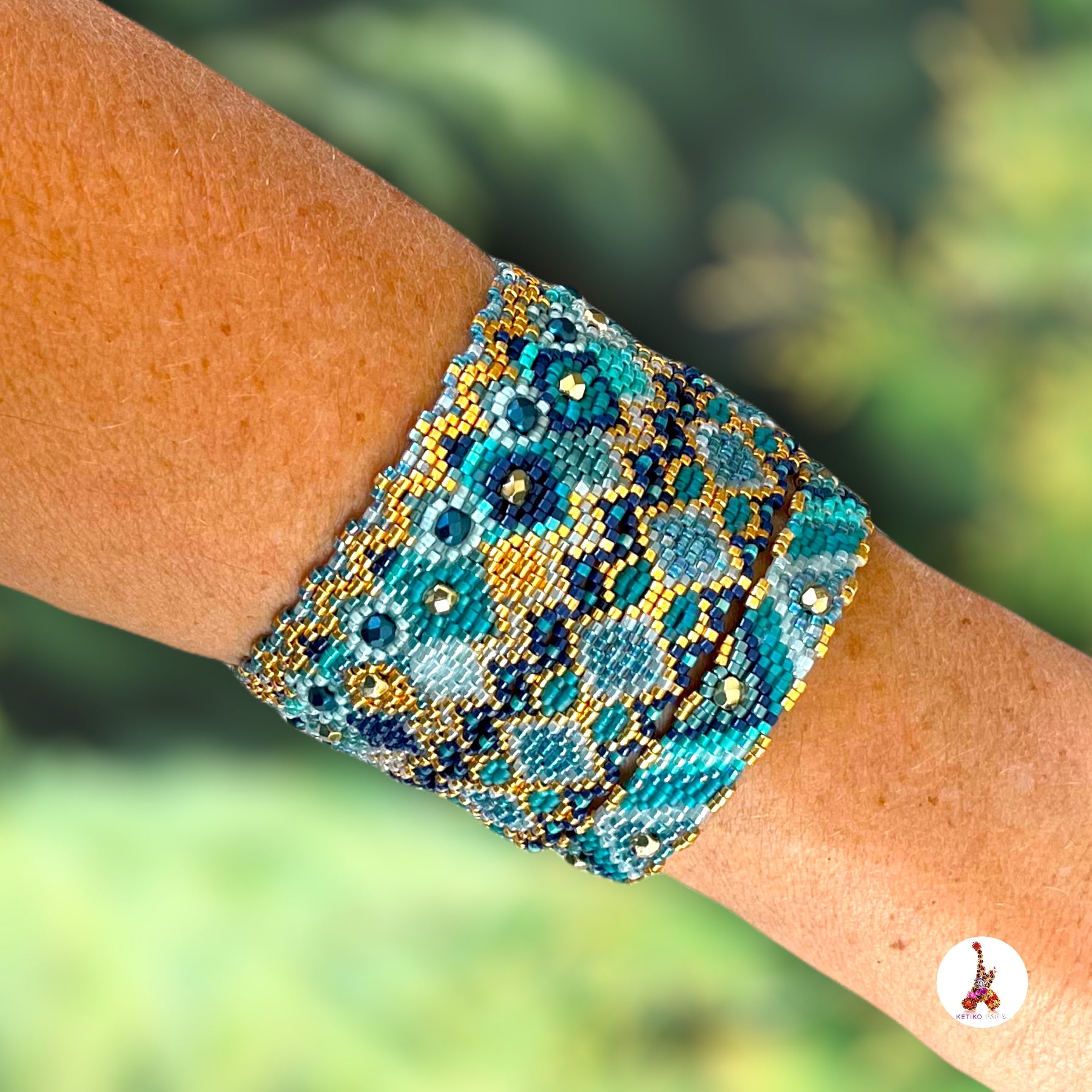 Colourful Bead Embroidered Design Bracelet